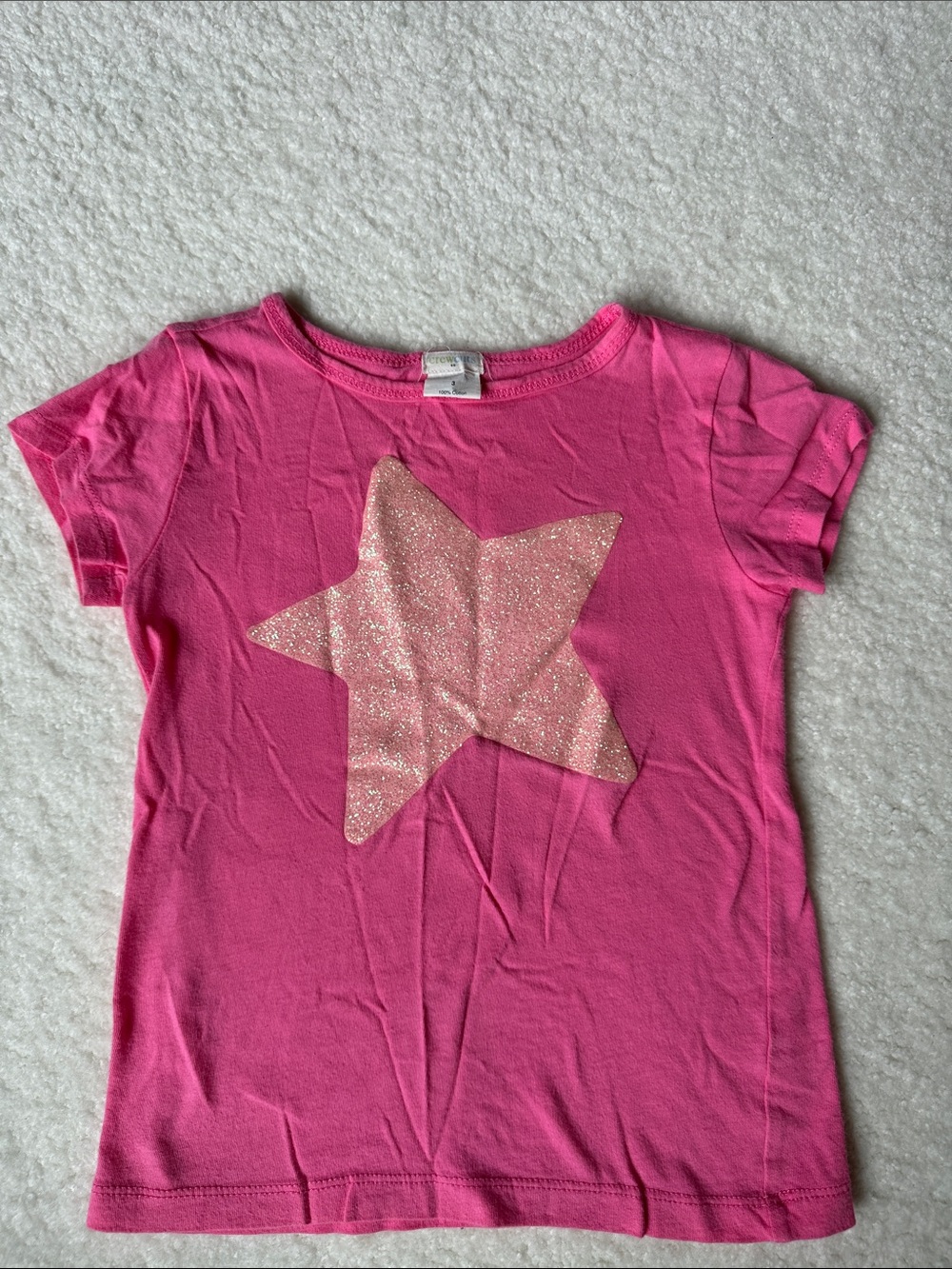 Crewcuts Hot Pink Short-Sleeve Tee with Glitter Star